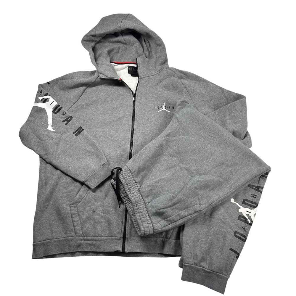 Air Jordan Sweatsuit Set Mens 3xl Fleece Jumpman Full Zip Hoodie Gray Logo